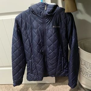 Dark blue KIDS Columbia winter coat.